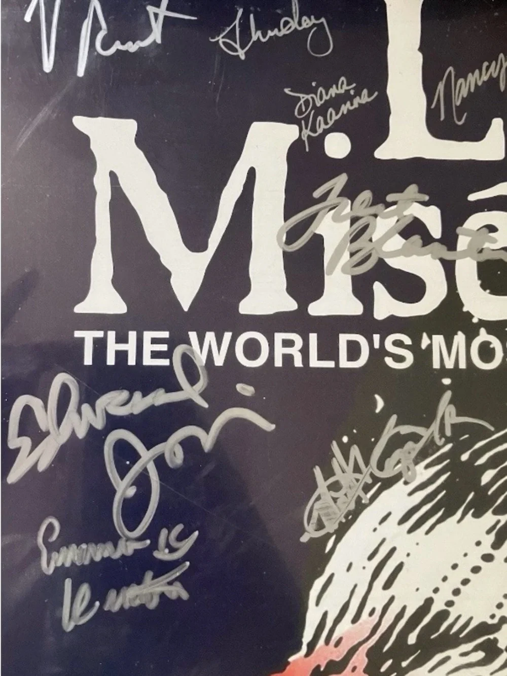 Framed/Signed Cast-signed Poster for the Broadway Musical Les Misérables!Offers!